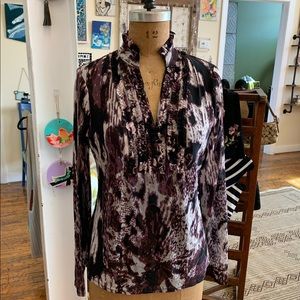 Tye died August Silk Ruffled Collar blouse